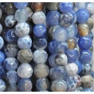 blue fire agate beads, faceted round, tiny, 4mm dia, approx 98pcs per st