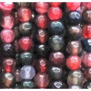 agate beads, faceted round, mixed color, 4mm dia, approx 98pcs per st