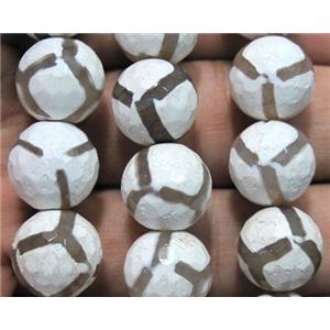 tibetan Agate stone bead, faceted round, 8mm dia, approx 48pcs per st