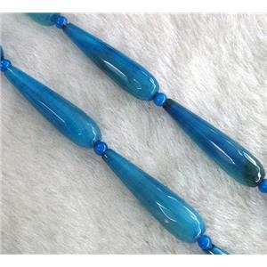blue agate bead, faceted teardrop, approx 10-40mm