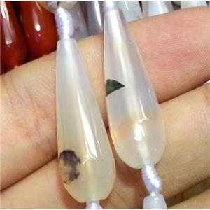 white agate beads, faceted teardrop, approx 10x30mm, 15.5 inches