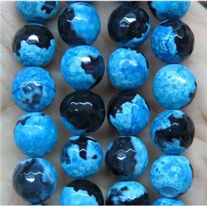 blue Dichromatic Agate beads, faceted round, 8mm dia, 50pcs per st