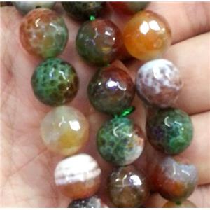 Fire Agate beads, faceted round, multi color, approx 12mm dia, 15.5 inches