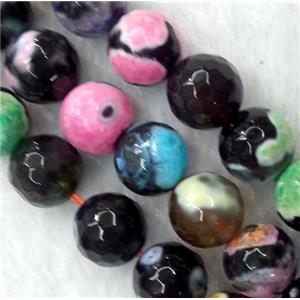 Dichromatic agate bead, faceted round, mixed color, approx 10mm dia