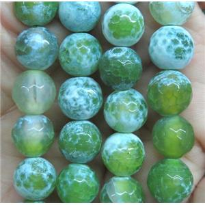 green Fire Agate Beads, faceted round, approx 12mm dia