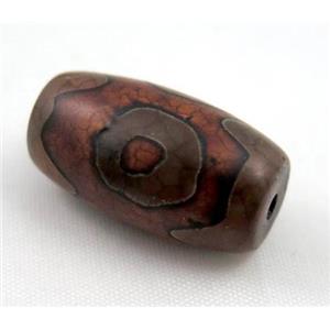 natural tibetan Dzi beads, barrel, approx 14x22mm