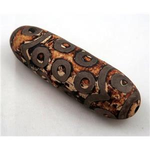 natural tibetan Dzi beads, barrel, brown, approx 24x72mm