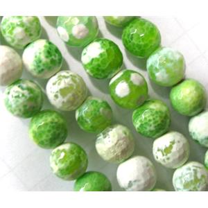 green Fire Agate beads, faceted round, 6mm dia, approx 66pcs per st