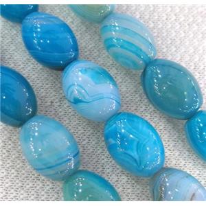 blue stripe agate bead, barrel, approx 13x18mm, 15.5 inches