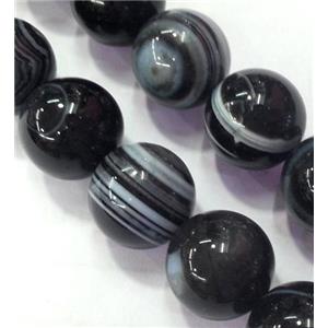 round black Striped Agate Beads, eye, approx 8mm dia