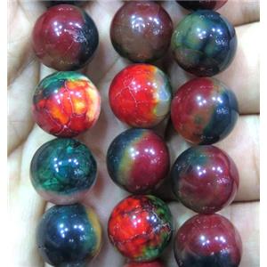 round dichromatic Agate Beads, colorful, approx 12mm dia