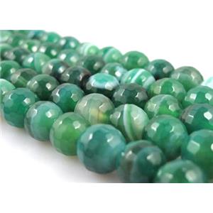 green Stripe Agate Beads, faceted round, 12mm dia, approx 33pcs per st