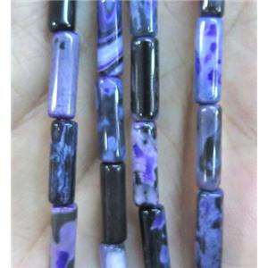Dichromatic Agate beads, tube, purple, approx 4x13mm