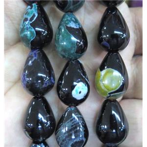 Dichromatic Agate beads, teardrop, approx 13x18mm, 22pcs per st