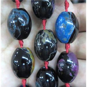 Dichromatic Agate barrel beads, mixed color, approx 15x20mm, 16pcs per st