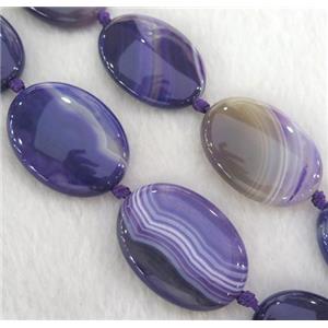 stripe agate beads, oval, lavender, approx 30x40mm