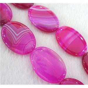 stripe Agate beads, oval, hotpink, approx 30x40mm