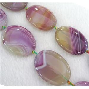 stripe Agate beads, oval, purple, approx 20x40mm