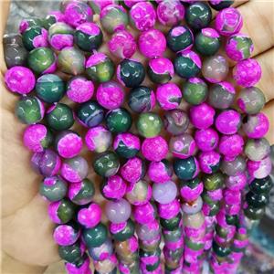 Dichromatic Agate beads, faceted round, green, approx 12mm dia, 15.5 inches