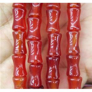 red agate bead, bamboo, approx 6x10mm