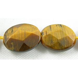 Tiger eye beads, Faceted Oval briolette, 8x10mm, 38pcs per st