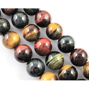 colorful Tiger eye stone beads, A Grade, round, 12mm dia, 33pcs per st