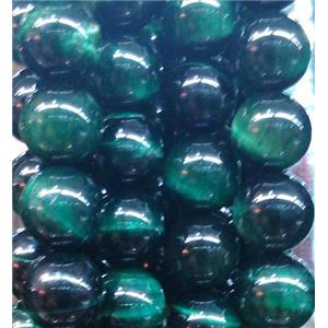 green Tiger eye beads, AA Grade, round, 12mm dia, 33pcs per st
