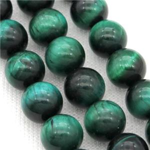 Natural Tiger Eye Stone Beads Green Dye Smooth Round, approx 4mm dia
