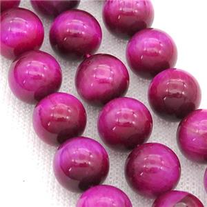 Natural Tiger Eye Stone Beads Hotpink Dye Smooth Round, approx 4mm dia