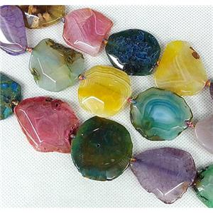 natural Agate Slice beads, freeform, mixed color, approx 25-35mm