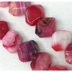 Agate stone beads, freeform, pink, approx 12x18mm