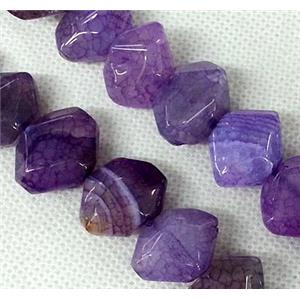 Agate stone beads, freeform, purple, approx 12x18mm