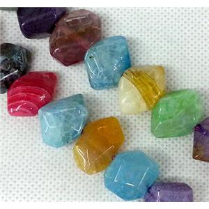 Agate stone beads, freeform, mixed color, approx 12x18mm