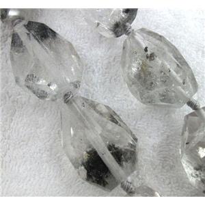 black rutilated quartz beads, freeform, faceted, approx 18-35mm