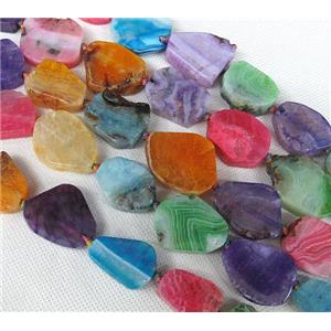 Agate Slice beads, flat freeform, mixed color, approx 20-40mm