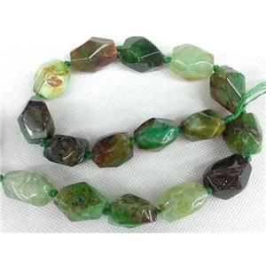 green Agate stone beads, freeform, approx 20-25mm