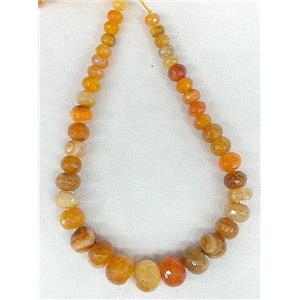 orange Agate stone beads chain necklace, faceted abacus, approx 12-20mm
