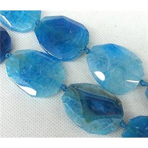 Agate Slice beads, freeform, blue, approx 30-40mm