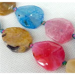 Agate Slice beads, freeform, mixed color, approx 25-35mm
