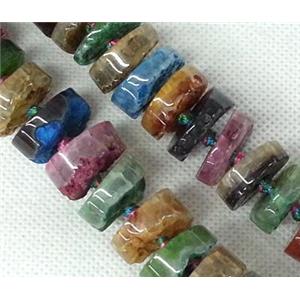 Agate heishi beads, multi color, approx 25mm