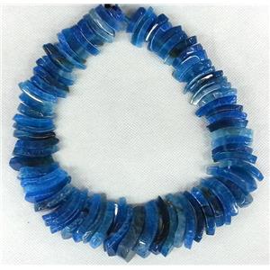 blue Agate Slice beads necklace chain, chips, approx 20-45mm