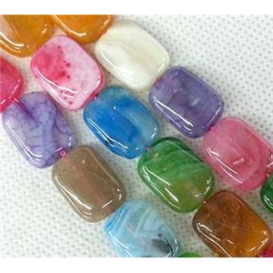 Agate stone beads, rectangle, mixed color, approx 12x16mm