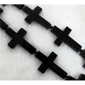 black Agate cross beads, approx 28-42mm