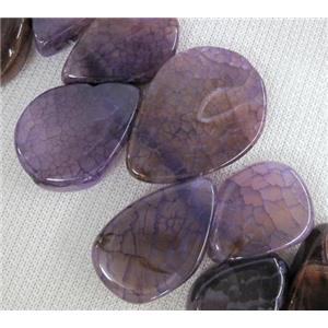 agate stone bead for necklace, teardrop, purple, approx 15x20-20x35mm