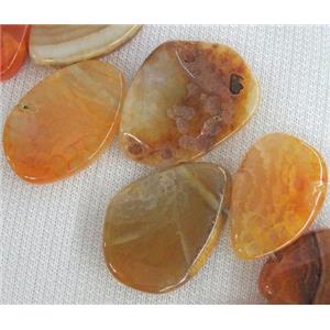 agate stone bead for necklace, teardrop, yellow, approx 15x20-20x35mm