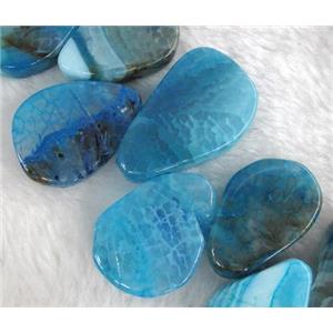agate stone bead, teardrop, blue, approx 15x20-20x35mm