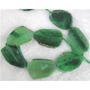 natural Agate Slice beads, freeform, green, approx 40-55mm