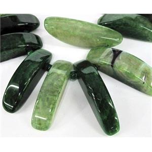 green agate stick beads, approx 8x38mm-10x52mm