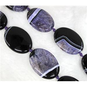 Agate Druzy beads, oval, purple, approx 25x35mm