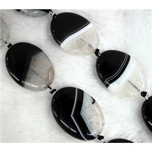 Agate Druzy beads, oval, white black, approx 25x35mm